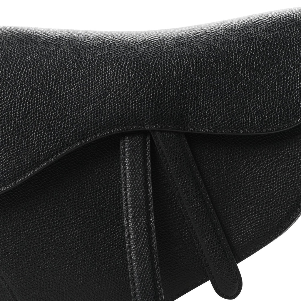 Grained Calfskin Saddle Bag Black