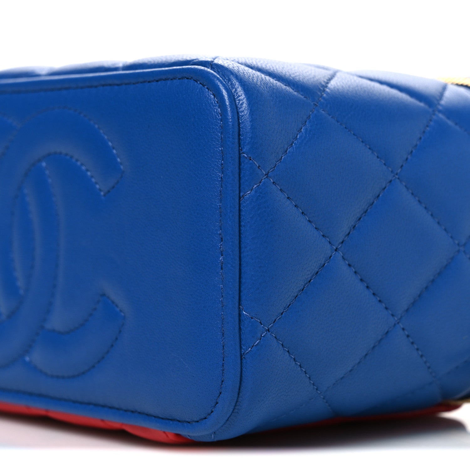 Lambskin Quilted Superhero Top Handle Long Vanity Blue Red Yellow