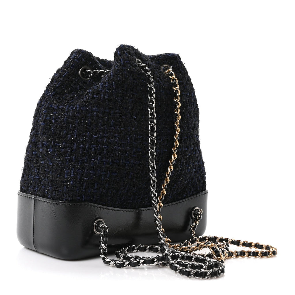 Tweed Calfskin Quilted Gabrielle Backpack Blue Multicolor