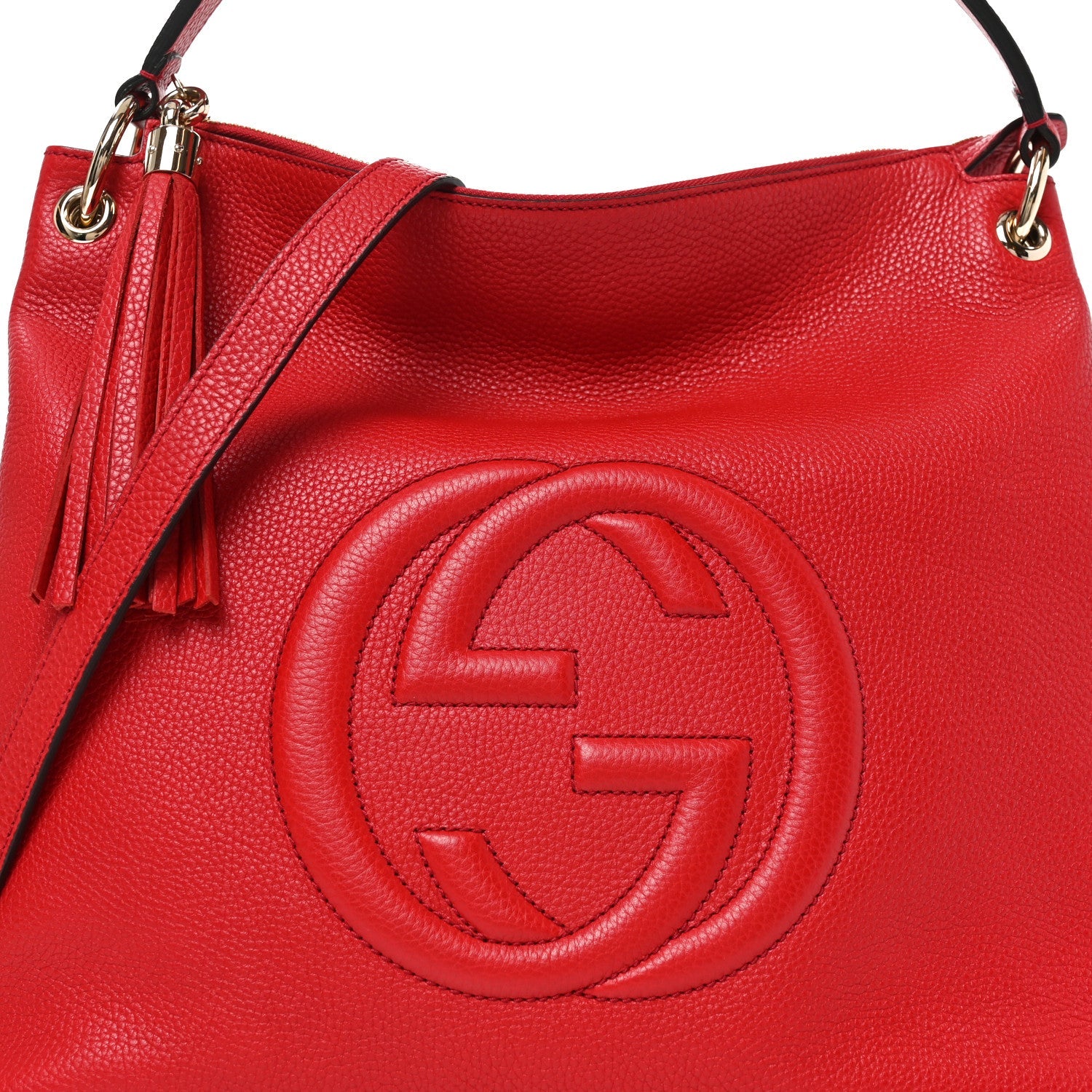 Pebbled Calfskin Large Soho Hobo Tabasco Red