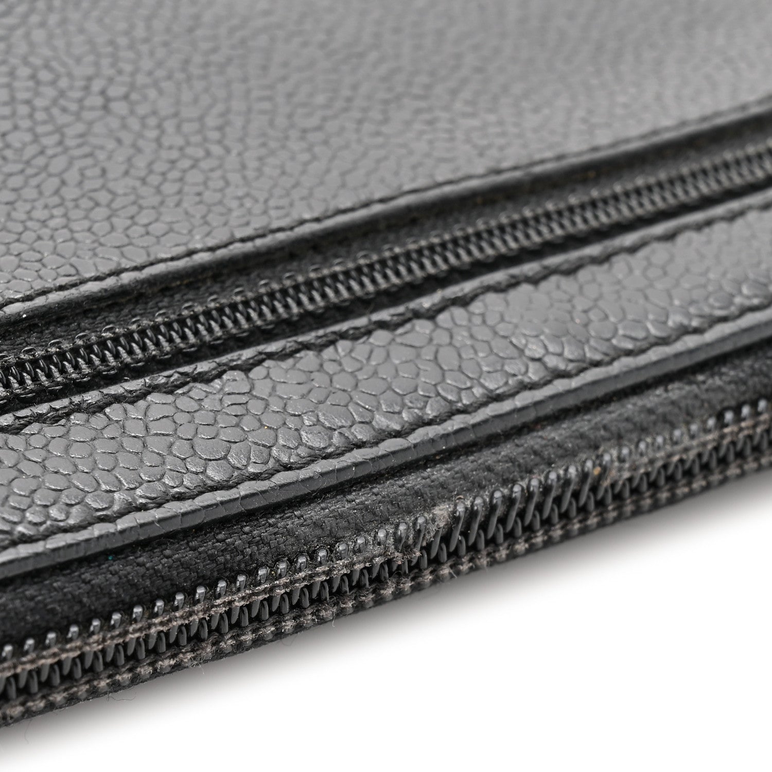 Caviar CC Timeless Large Zip Around Wallet Black