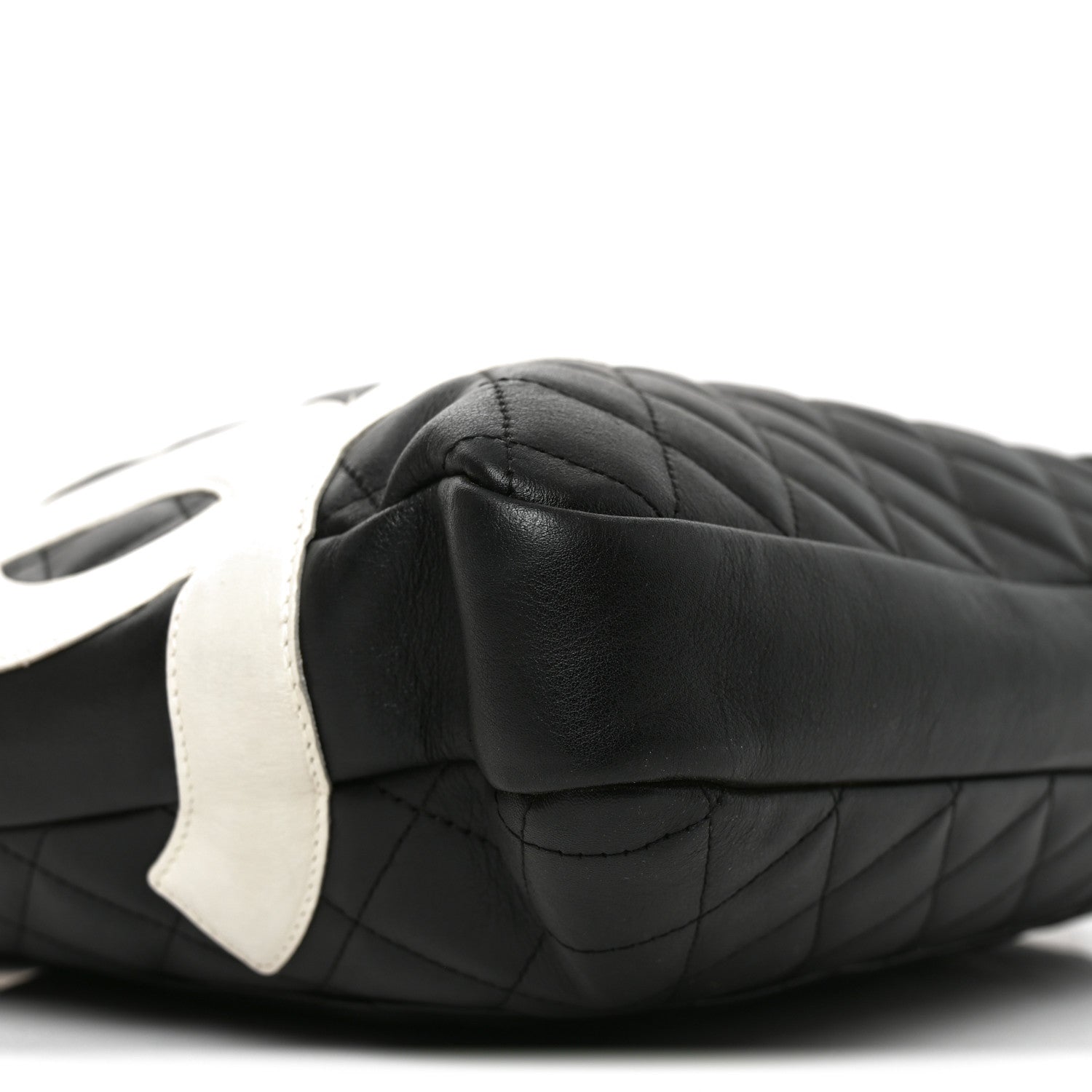 Calfskin Quilted Large Cambon Messenger Black White