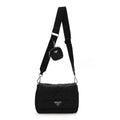 Re-Nylon Quilted Padded Flap Shoulder Bag Black