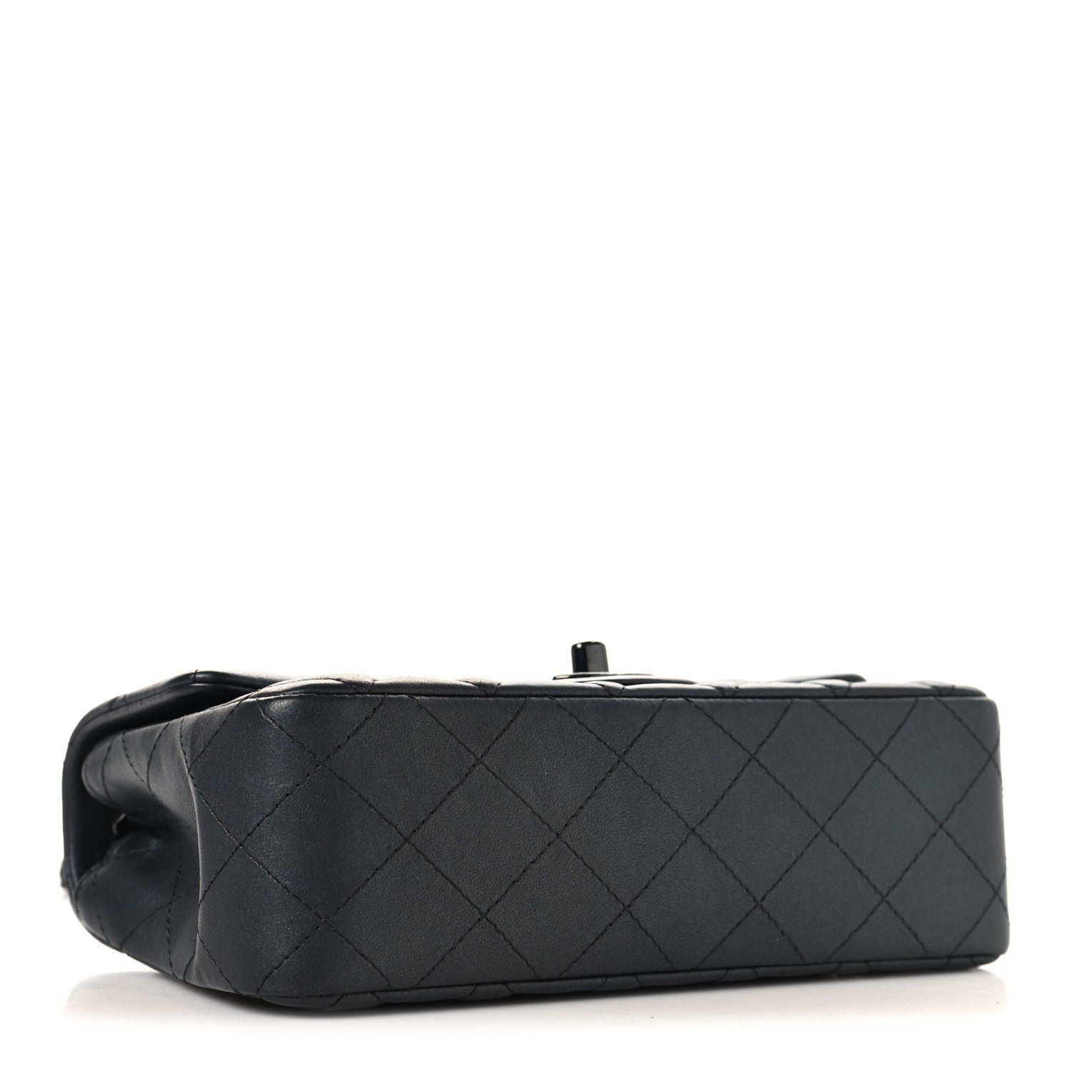 Pearly Lambskin Quilted Mini Rectangular Flap So Black