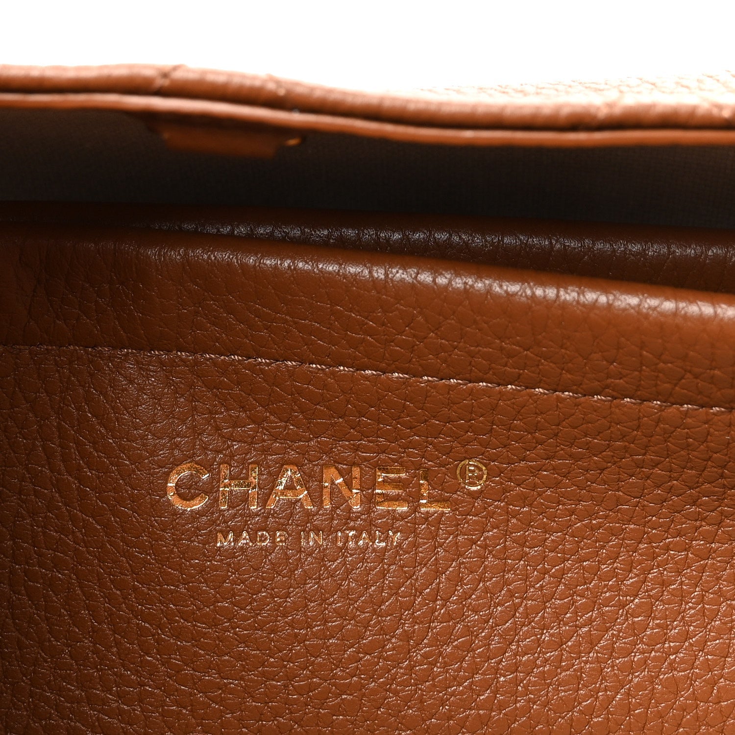 Grained Calfskin Stitched Urban Essentials Small Shopping Bag Camel