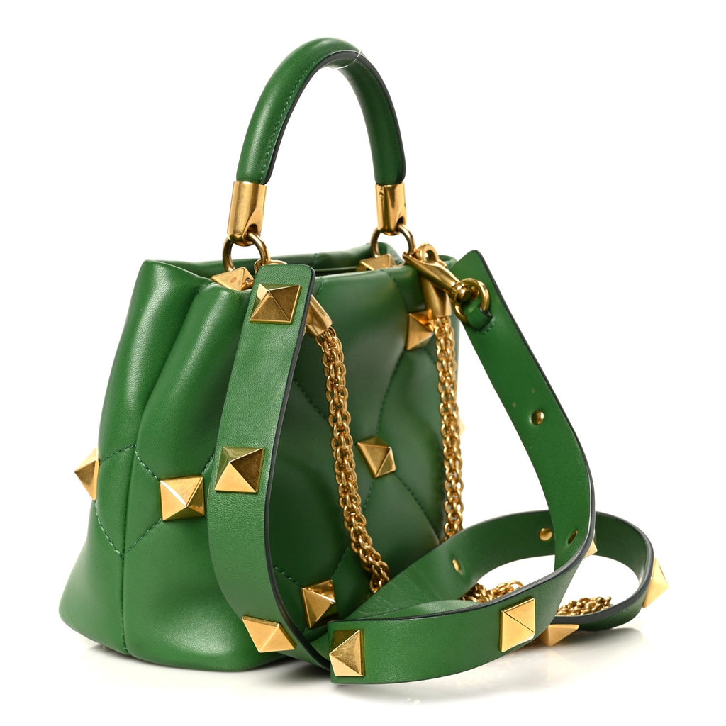 Nappa Small Roman Stud The Handle Bag Gea Green