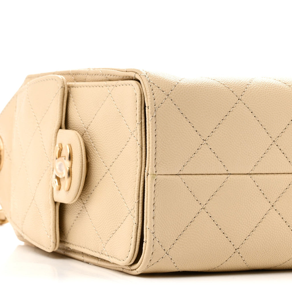 Caviar Quilted Mini Chanel 25 Handbag Beige