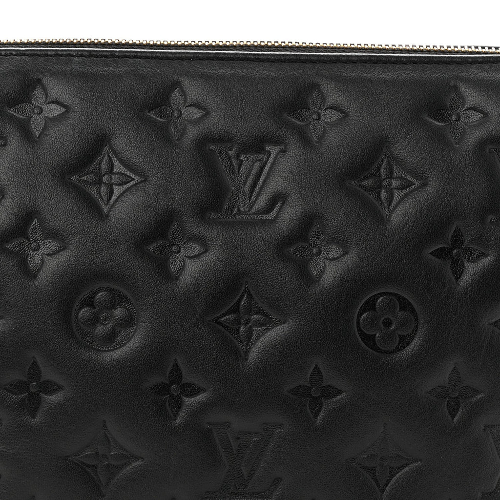 Lambskin Embossed Monogram Coussin PM Black