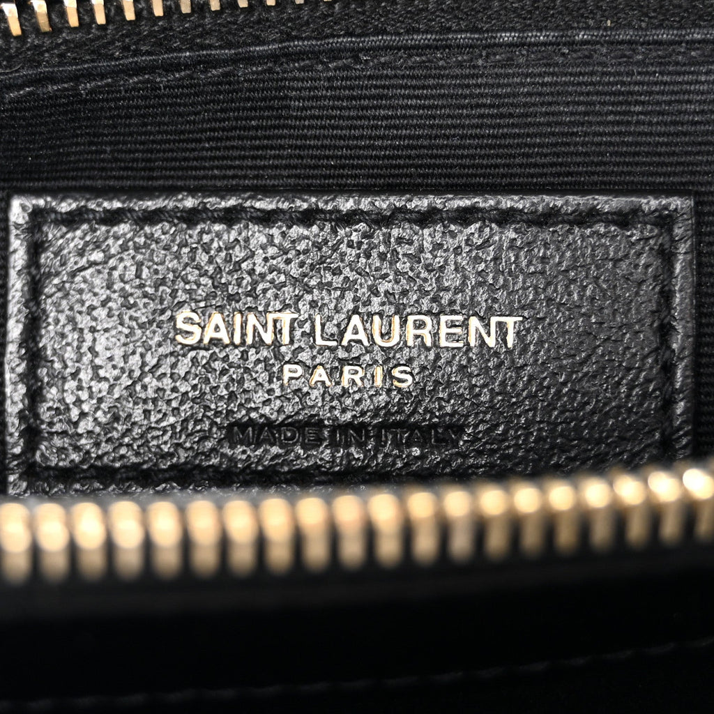 Calfskin Y Quilted Monogram Large Loulou Chain Satchel Black