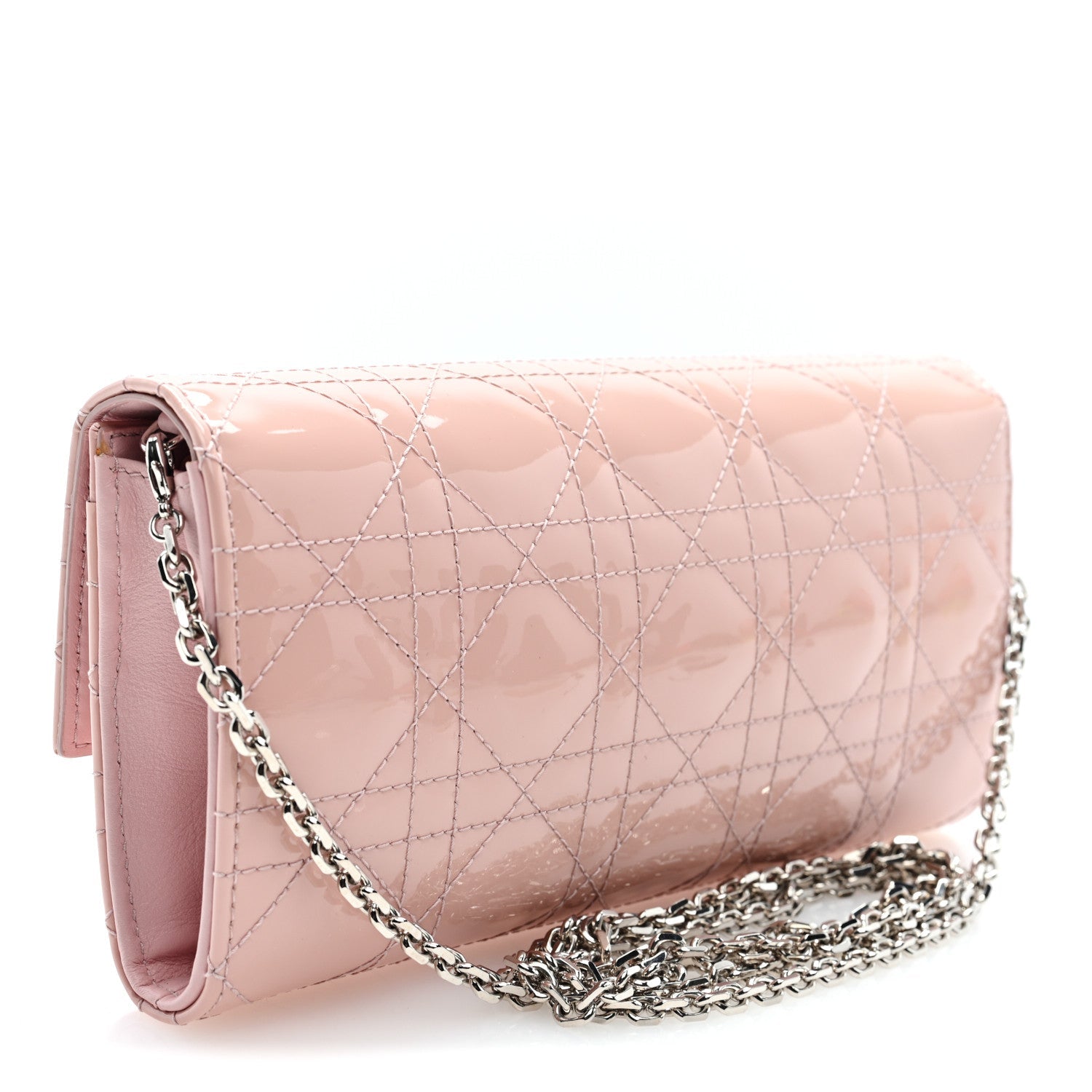 Patent Cannage Lady Dior Rendezvous Wallet On Chain Rose
