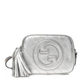 Metallic Sakai Be Green Calfskin Diagonal Stitched Small Blondie Shoulder Bag Silver
