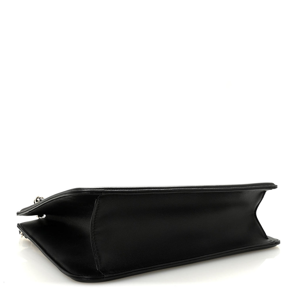 Lambskin Calfskin Small Chocolate Bar Tote White Black