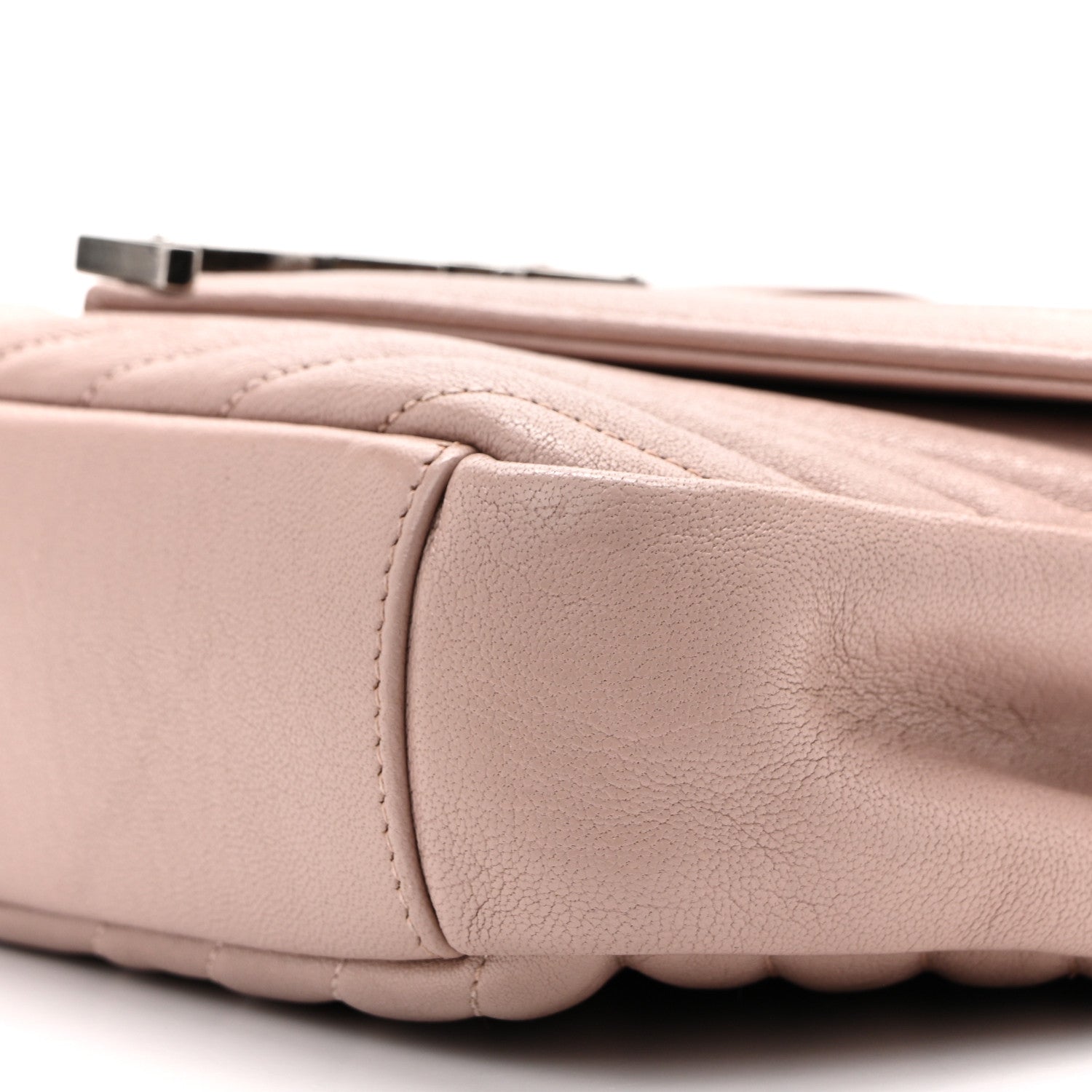 Sheepskin Matelasse Chevron Monogram Medium College Bag Rose Poudre