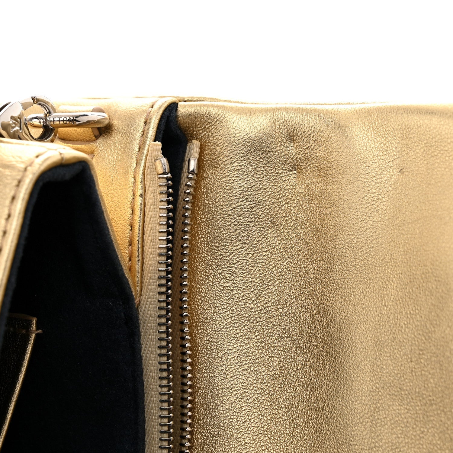 Metallic Lambskin Embossed Monogram Pochette Coussin Gold