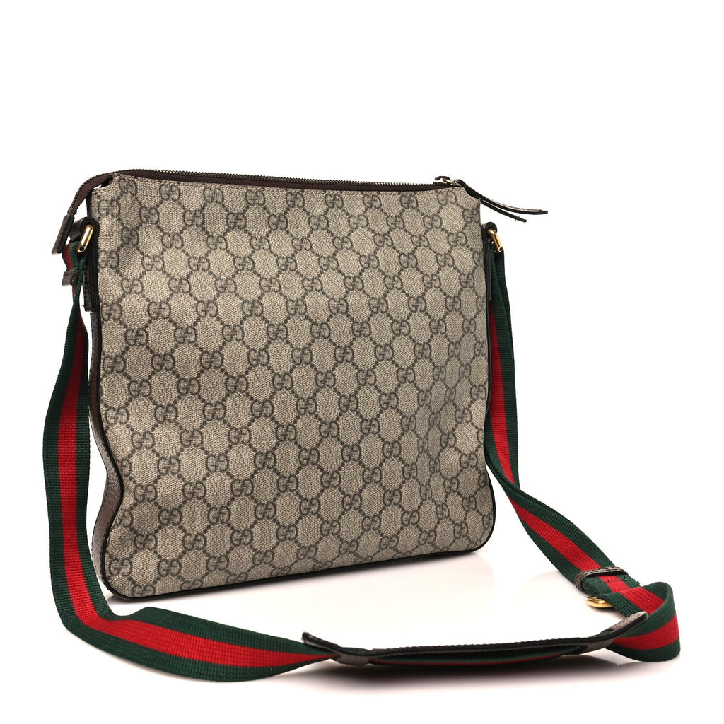 Soft GG Supreme Monogram Courrier Web Medium Flat Messenger Bag Beige New Acero Multicolor