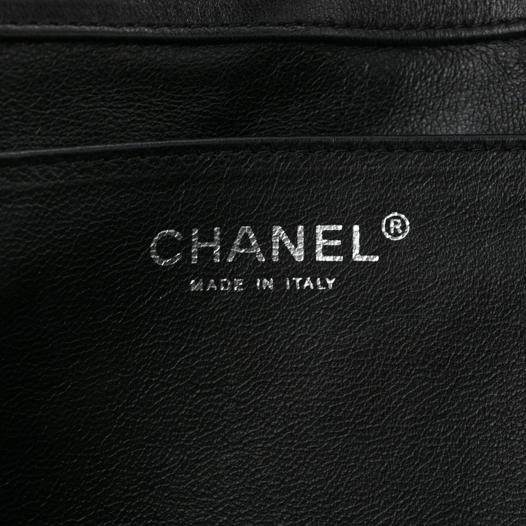 Patent Quilted Clutch with Chain Flap Black