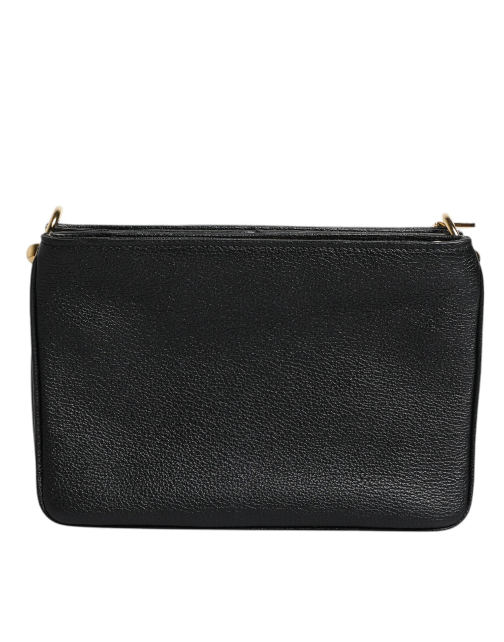 Dolce & Gabbana Black Grain Leather Logo Plaque Clutch Women's Bag ( )