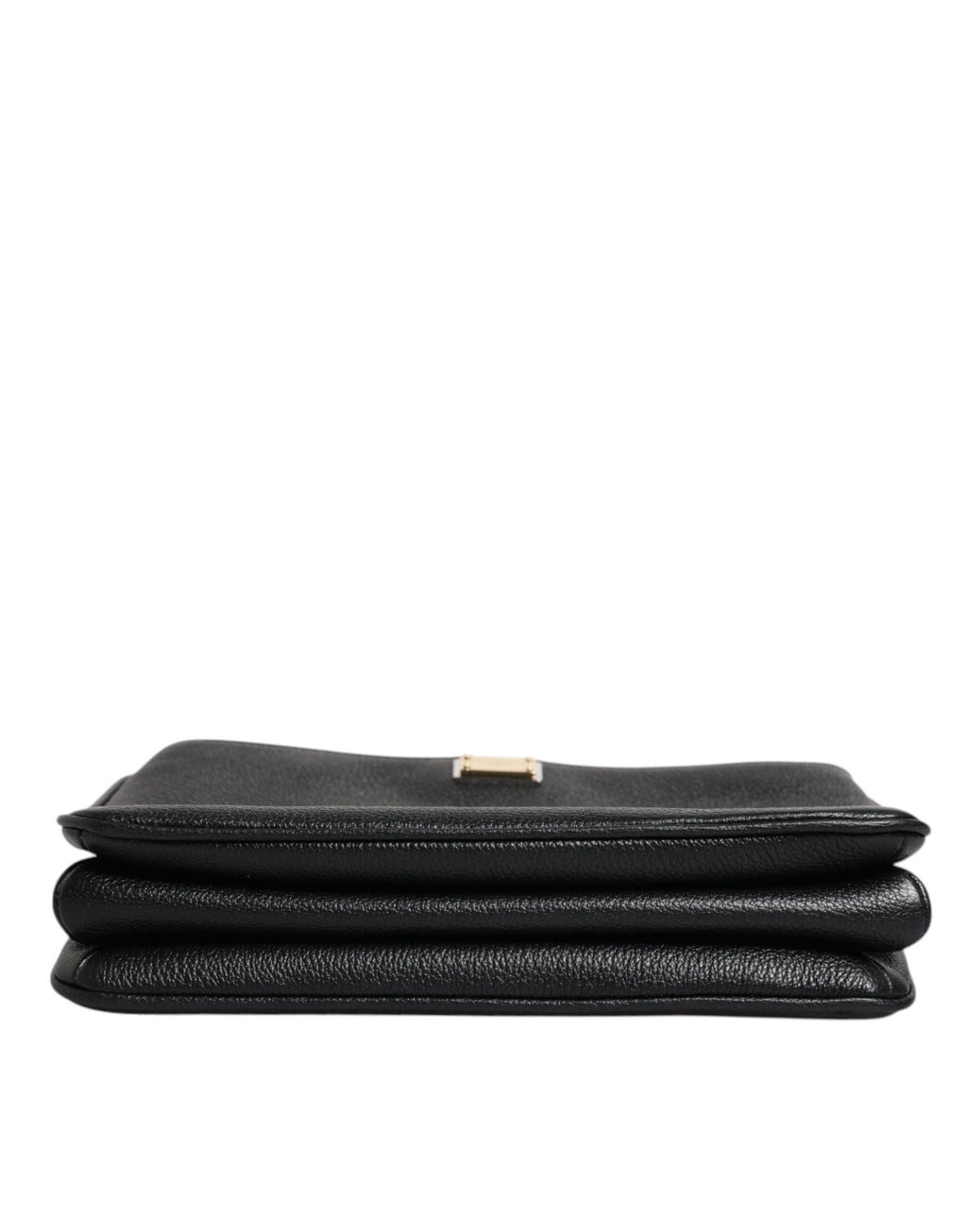 Dolce & Gabbana Black Grain Leather Logo Plaque Clutch Women's Bag ( )