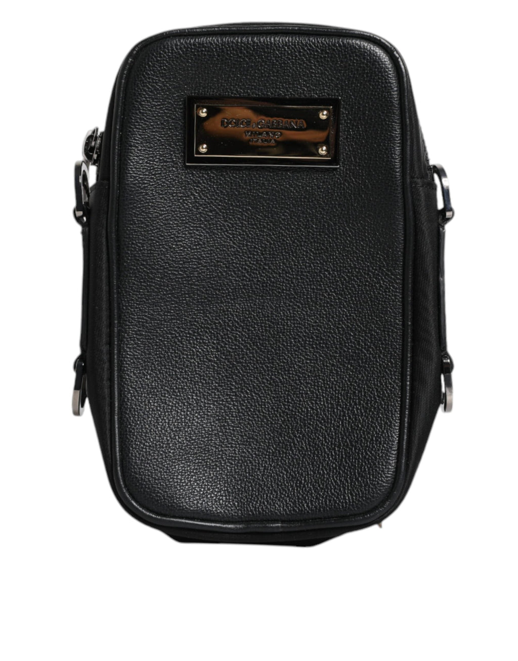 Dolce & Gabbana Black Grain Leather Logo Plaque Clutch Women's Bag ( )