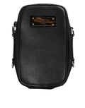 Dolce & Gabbana Black Grain Leather Logo Plaque Clutch Women's Bag ( )