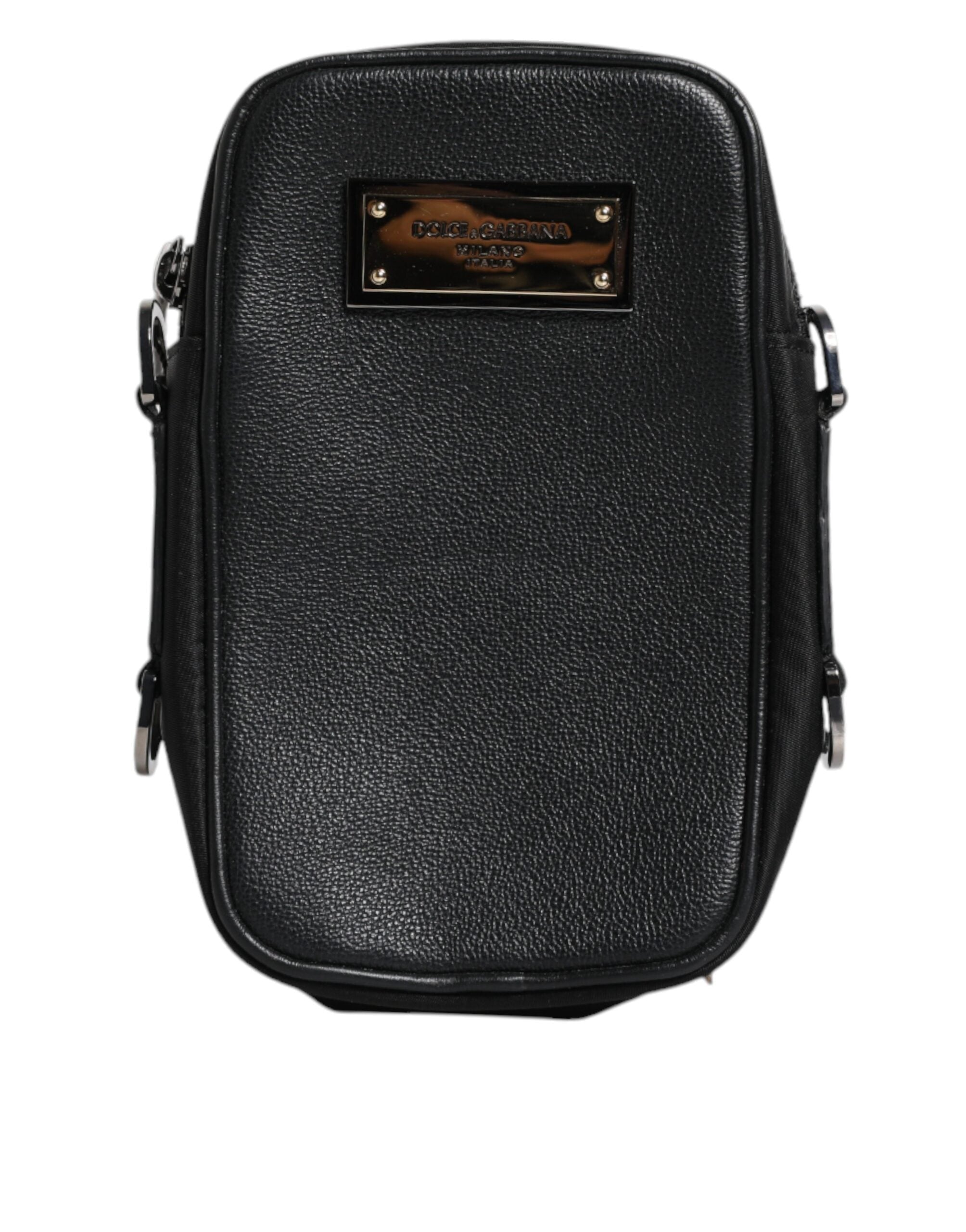 Dolce & Gabbana Black Grain Leather Logo Plaque Clutch Women's Bag ( )