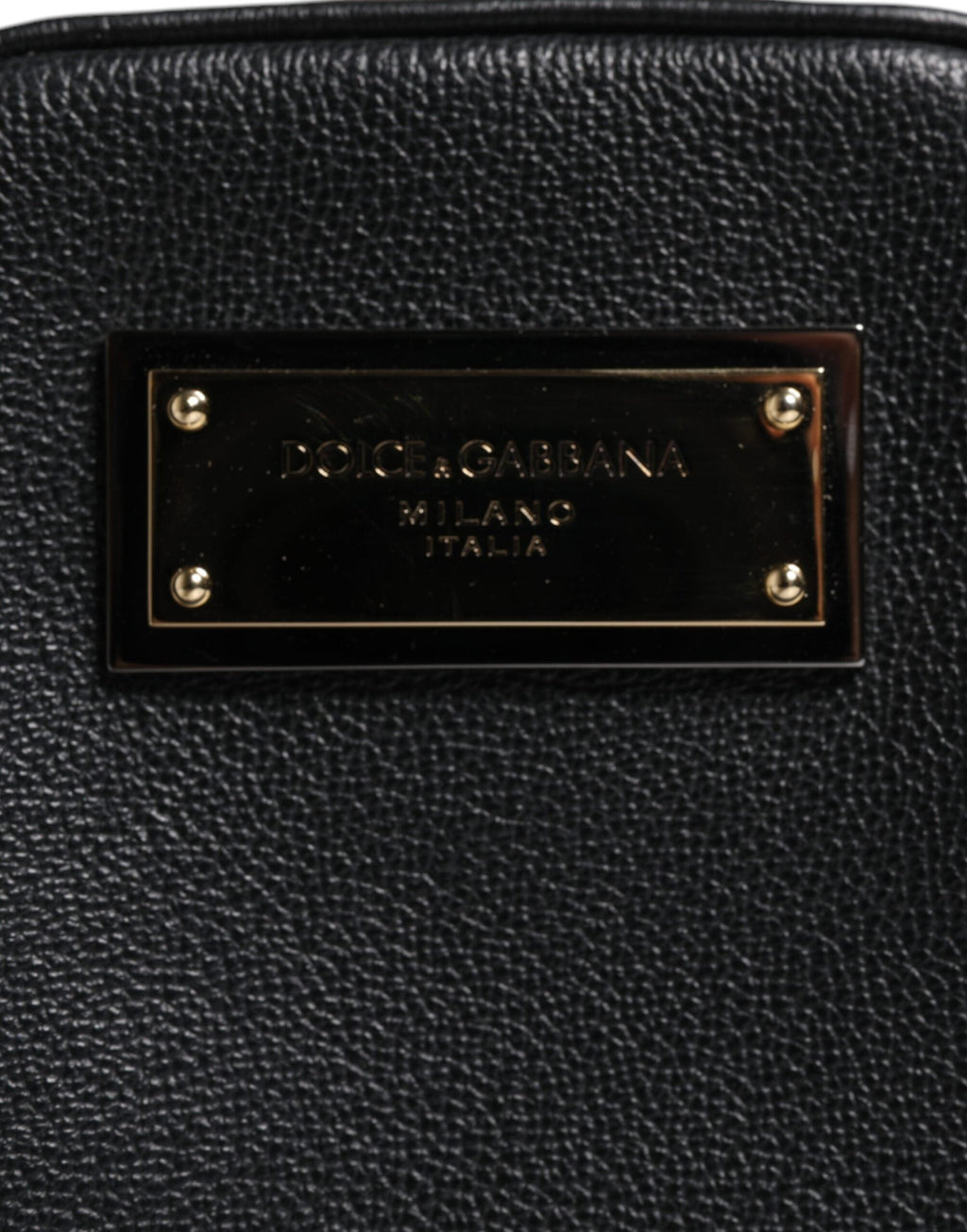 Dolce & Gabbana Black Grain Leather Logo Plaque Clutch Women's Bag ( )