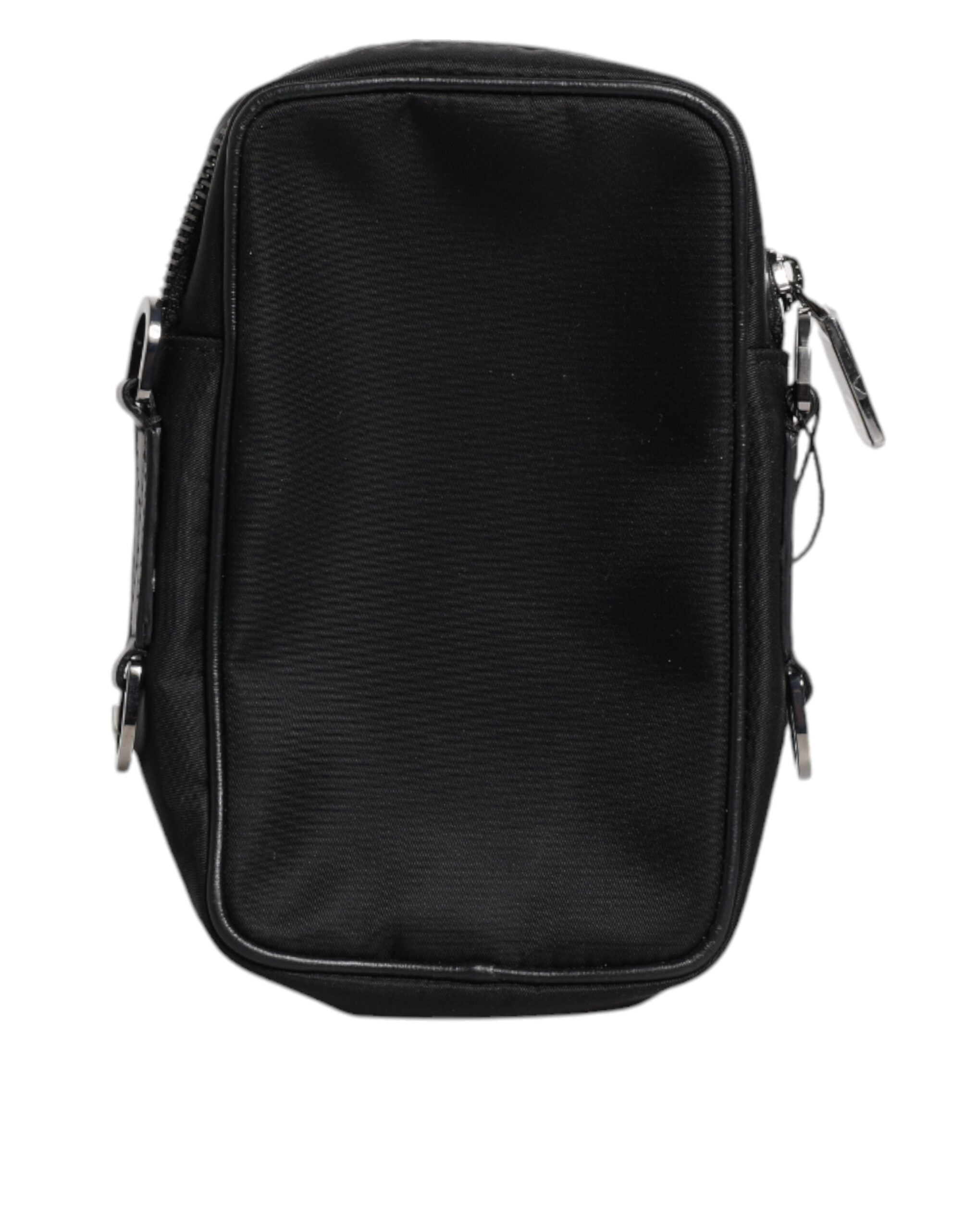 Dolce & Gabbana Black Grain Leather Logo Plaque Clutch Women's Bag ( )