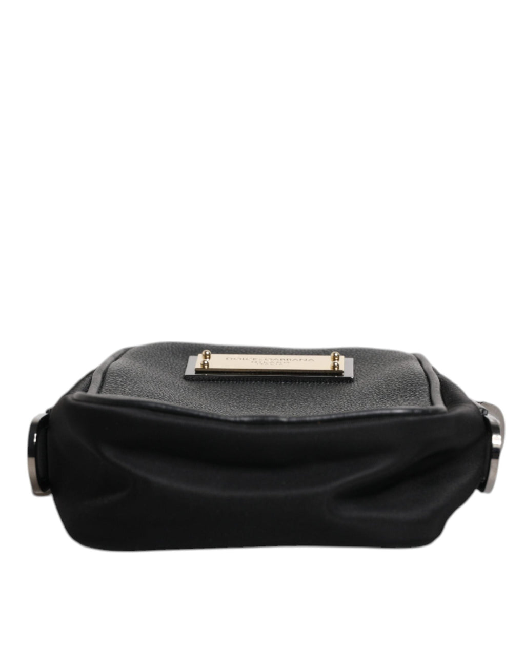 Dolce & Gabbana Black Grain Leather Logo Plaque Clutch Women's Bag ( )