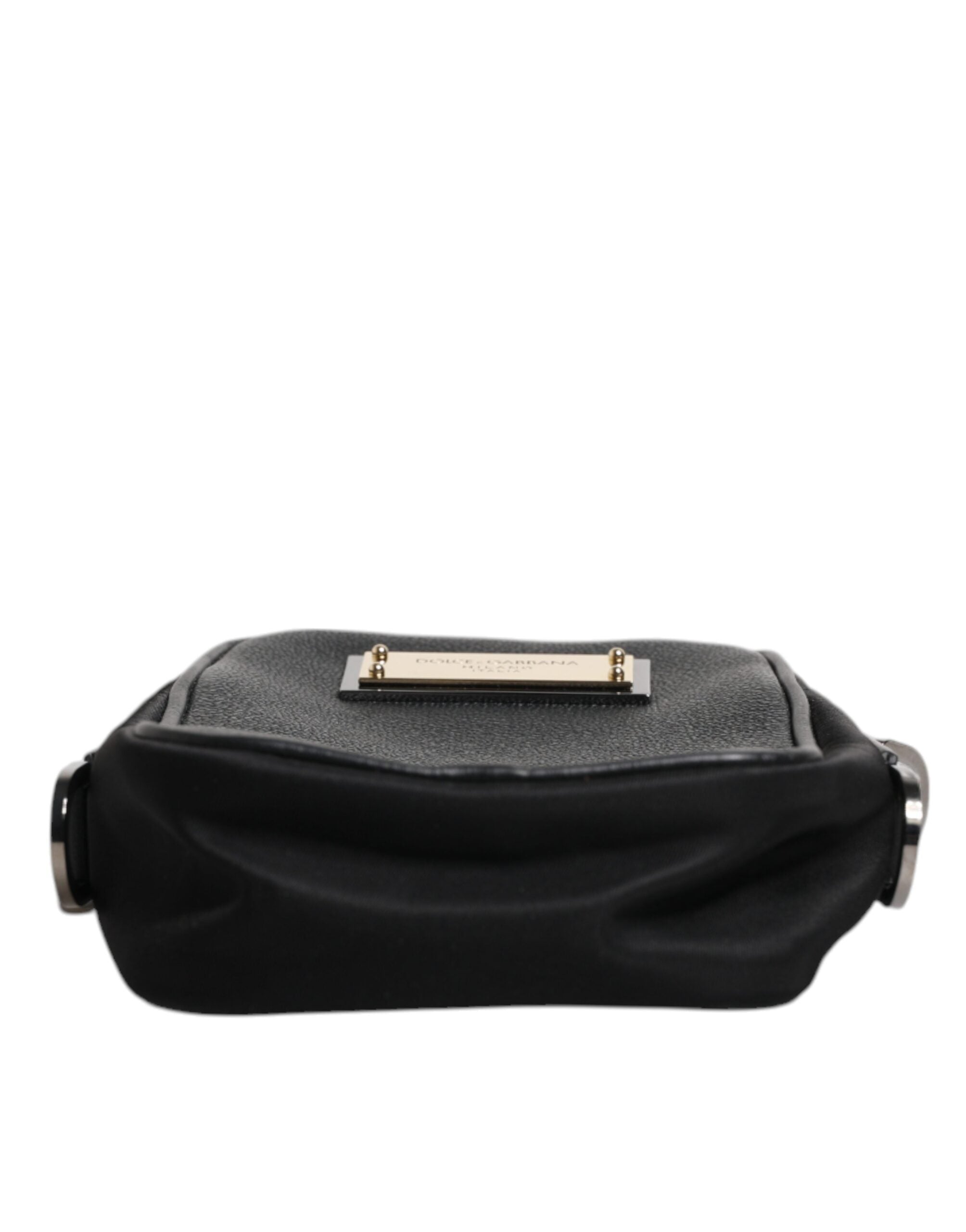 Dolce & Gabbana Black Grain Leather Logo Plaque Clutch Women's Bag ( )