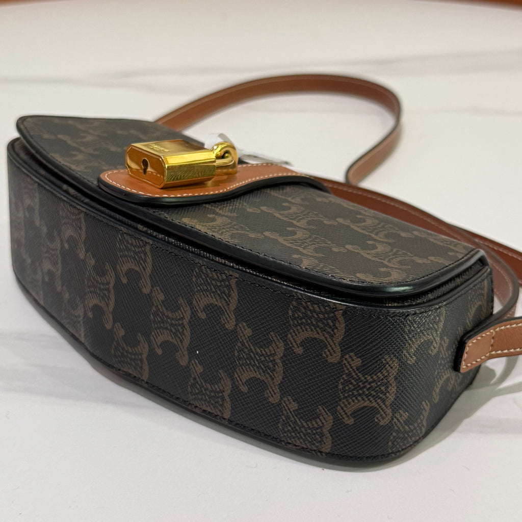 CELINE TRIOMPHE MINI CLASSIC MONOGRAM WITH GOLD LOCK SHOULDER BAG