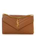 Grain De Poudre Matelasse Chevron Monogram Chain Wallet Natural Dark