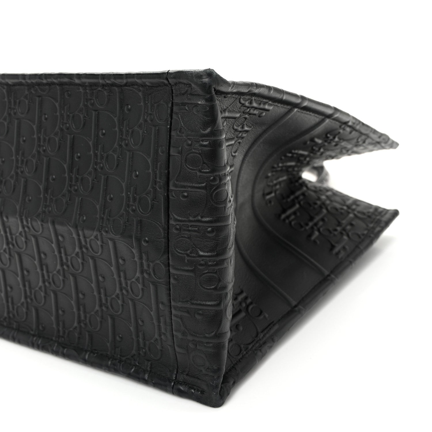 Oblique Calfskin Embossed Medium Book Tote Black