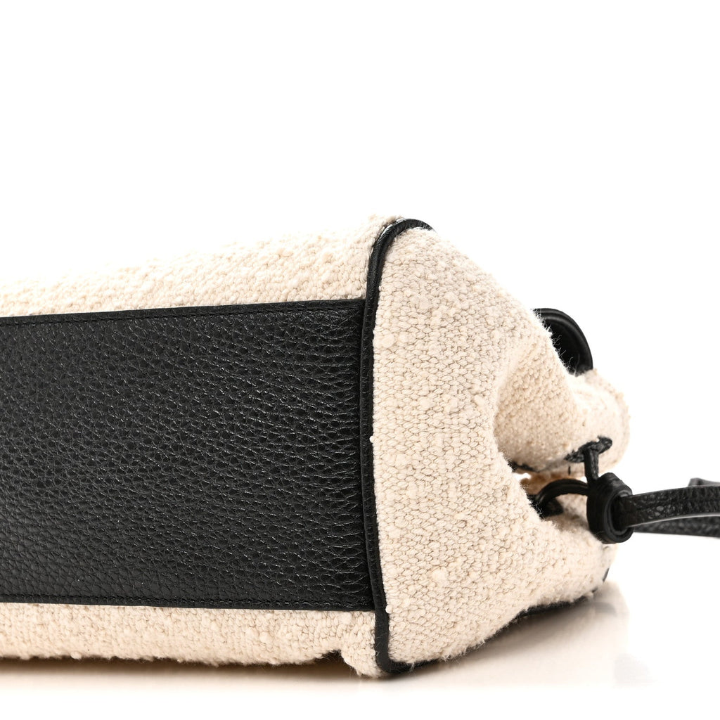Grained Calfskin Boucle Urban Essentials Small Shopping Bag Ecru Black