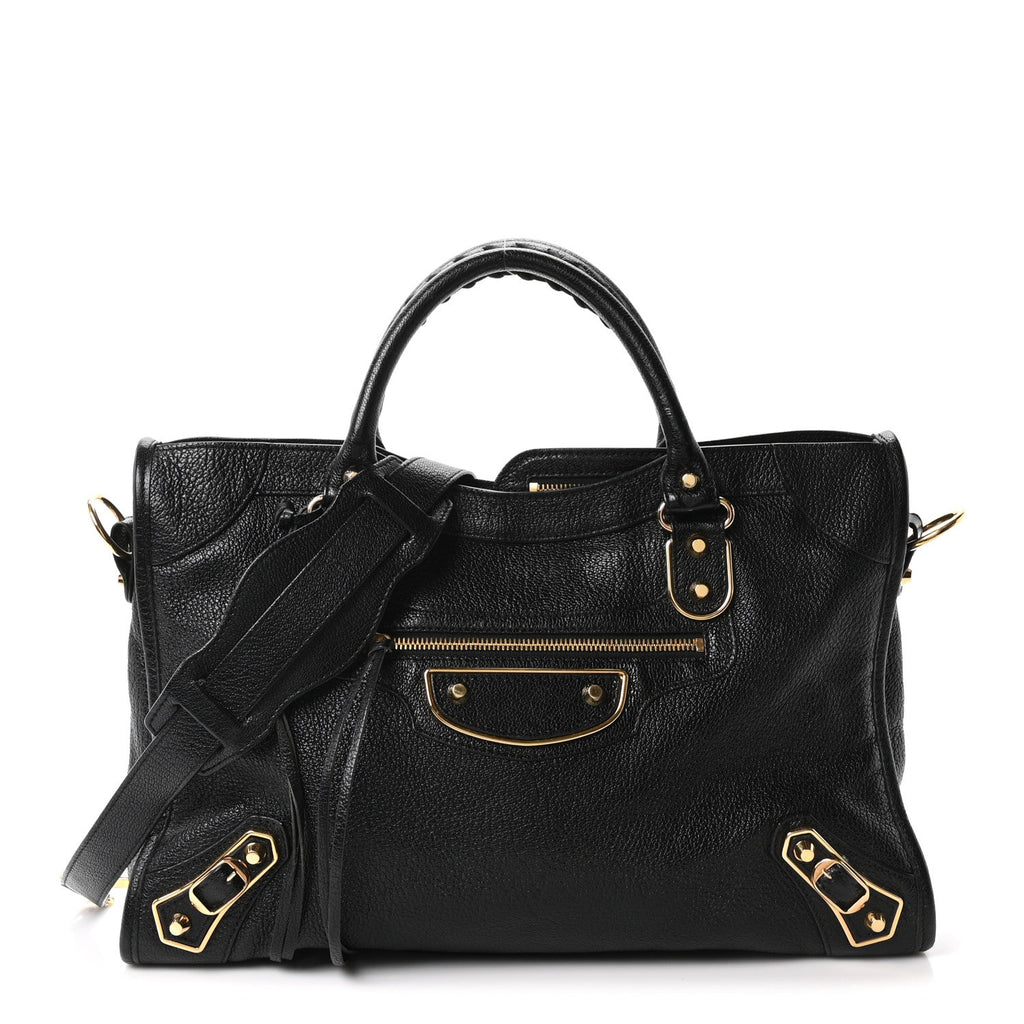 Chevre Gold Metallic Edge Hardware City Black