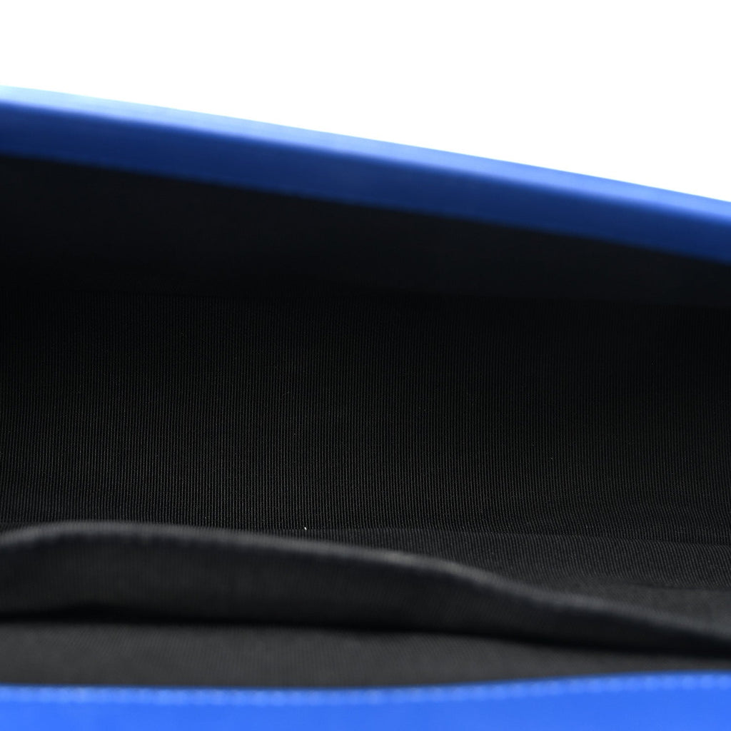 Patent Calfskin Quilted Medium Plexiglass Boy Flap Blue