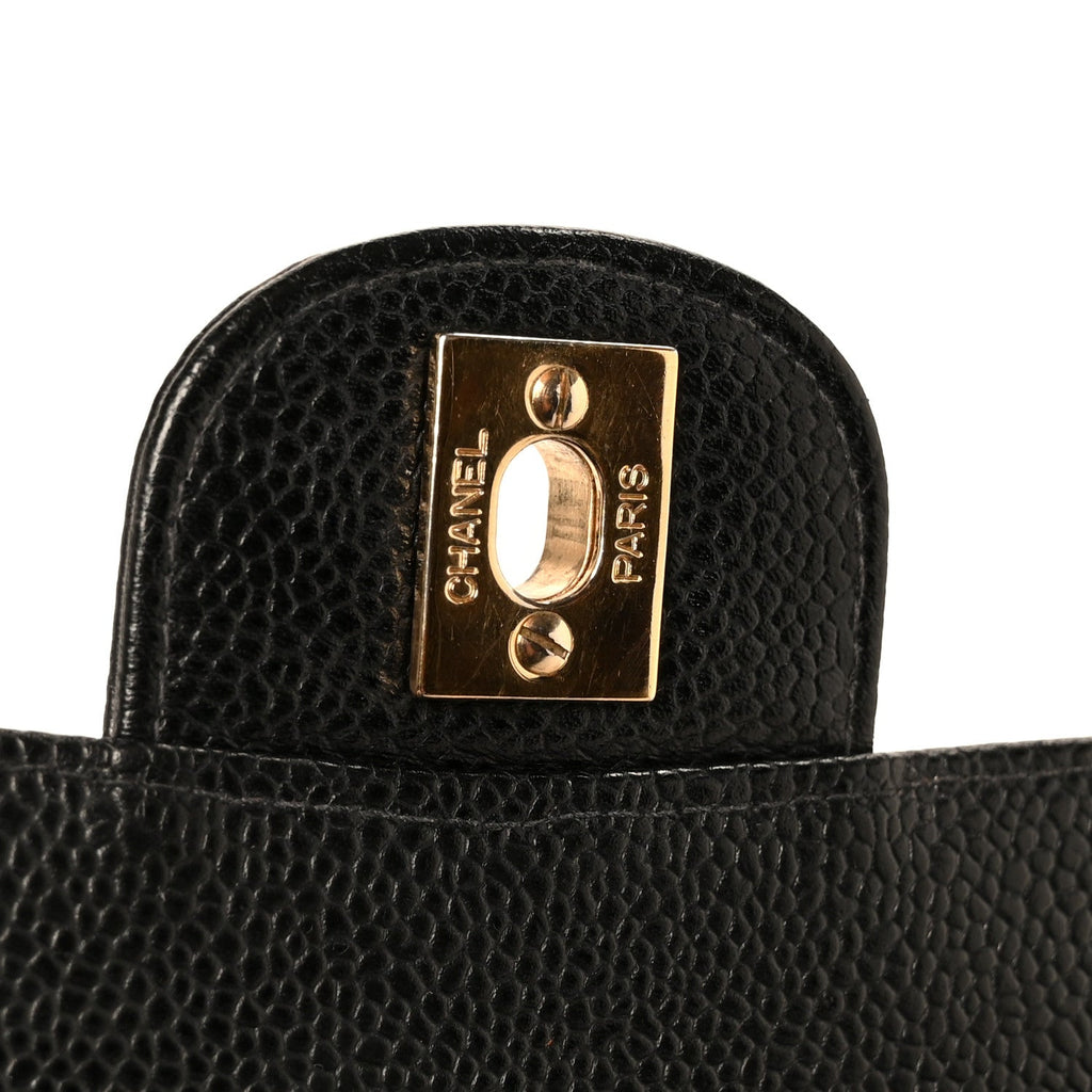 Caviar Quilted Medium Double Flap Black