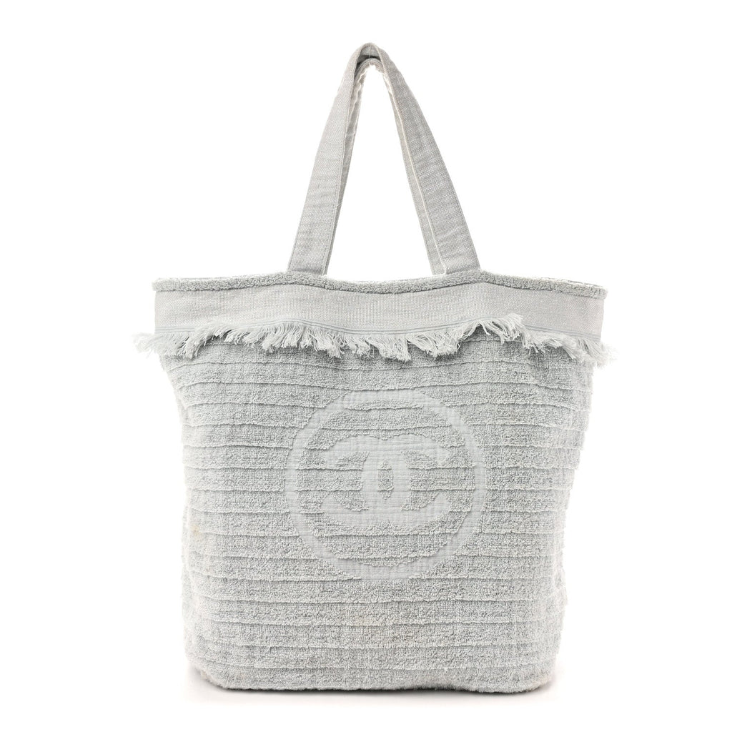 Terry Cotton CC Beach Tote Towel Set Light Grey