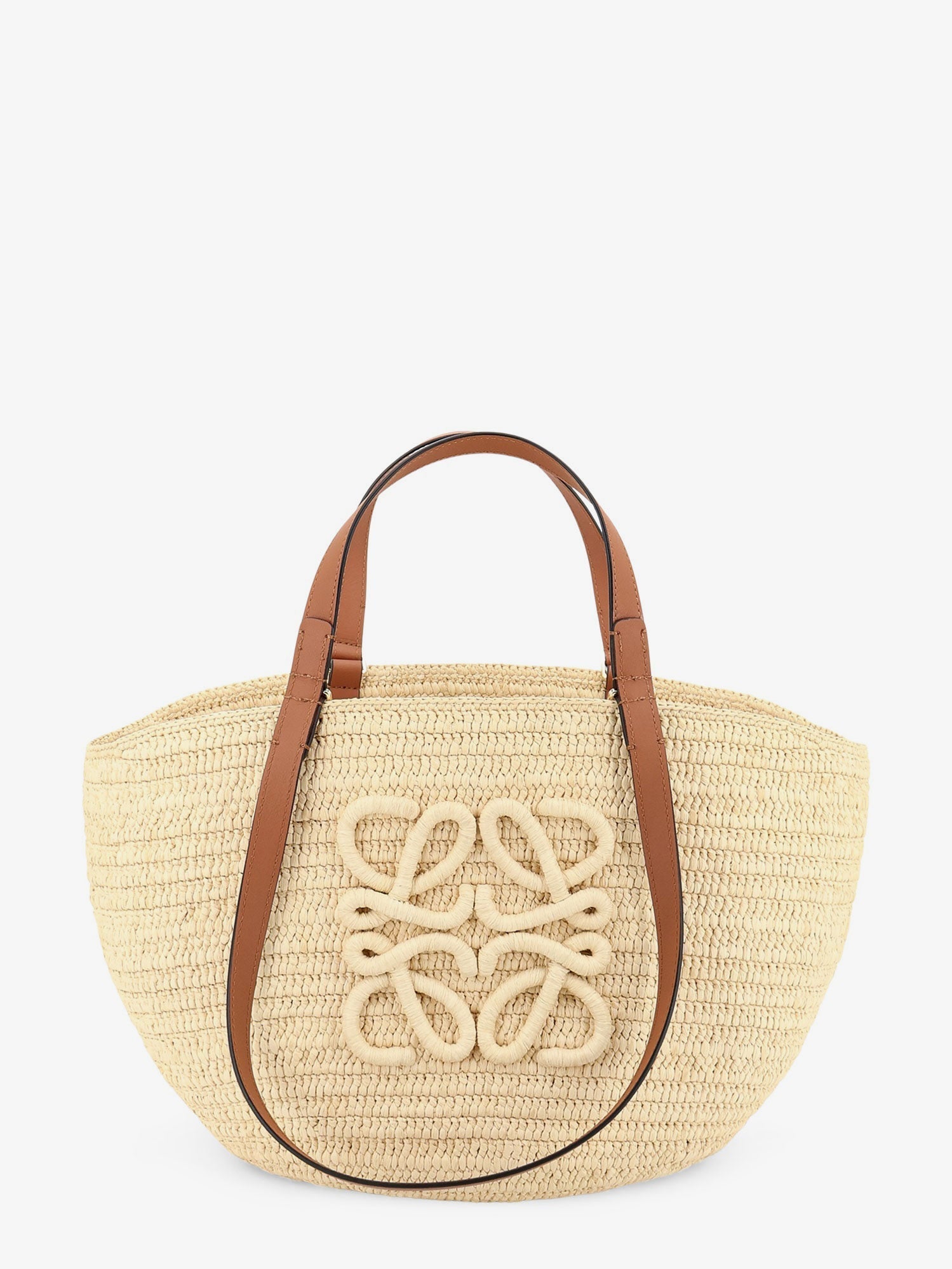 Loewe Women Paula's Ibiza -Eclipse Raffia And Leather Handbag With 3D Anagram Logo