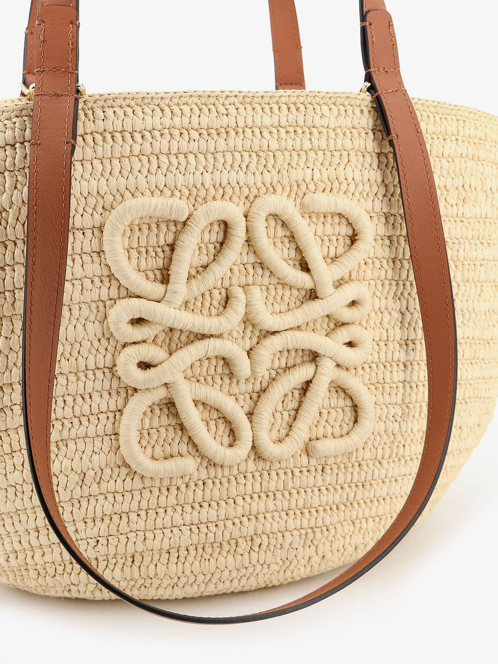 Loewe Women Paula's Ibiza -Eclipse Raffia And Leather Handbag With 3D Anagram Logo