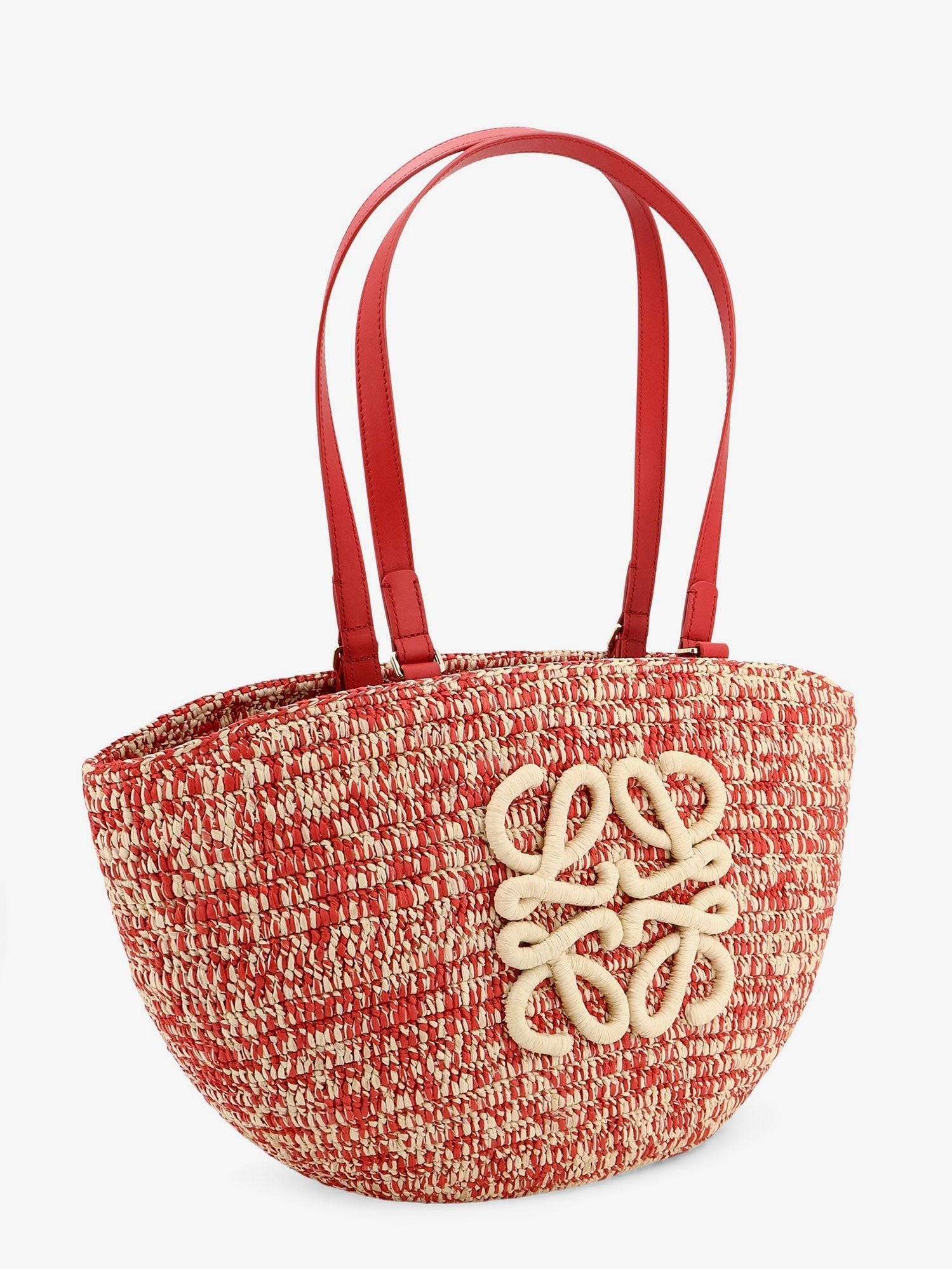 Loewe Women Paula's Ibiza -Medium Eclipse Raffia And Leather Shoulder Bag With 3D Anagram Logo