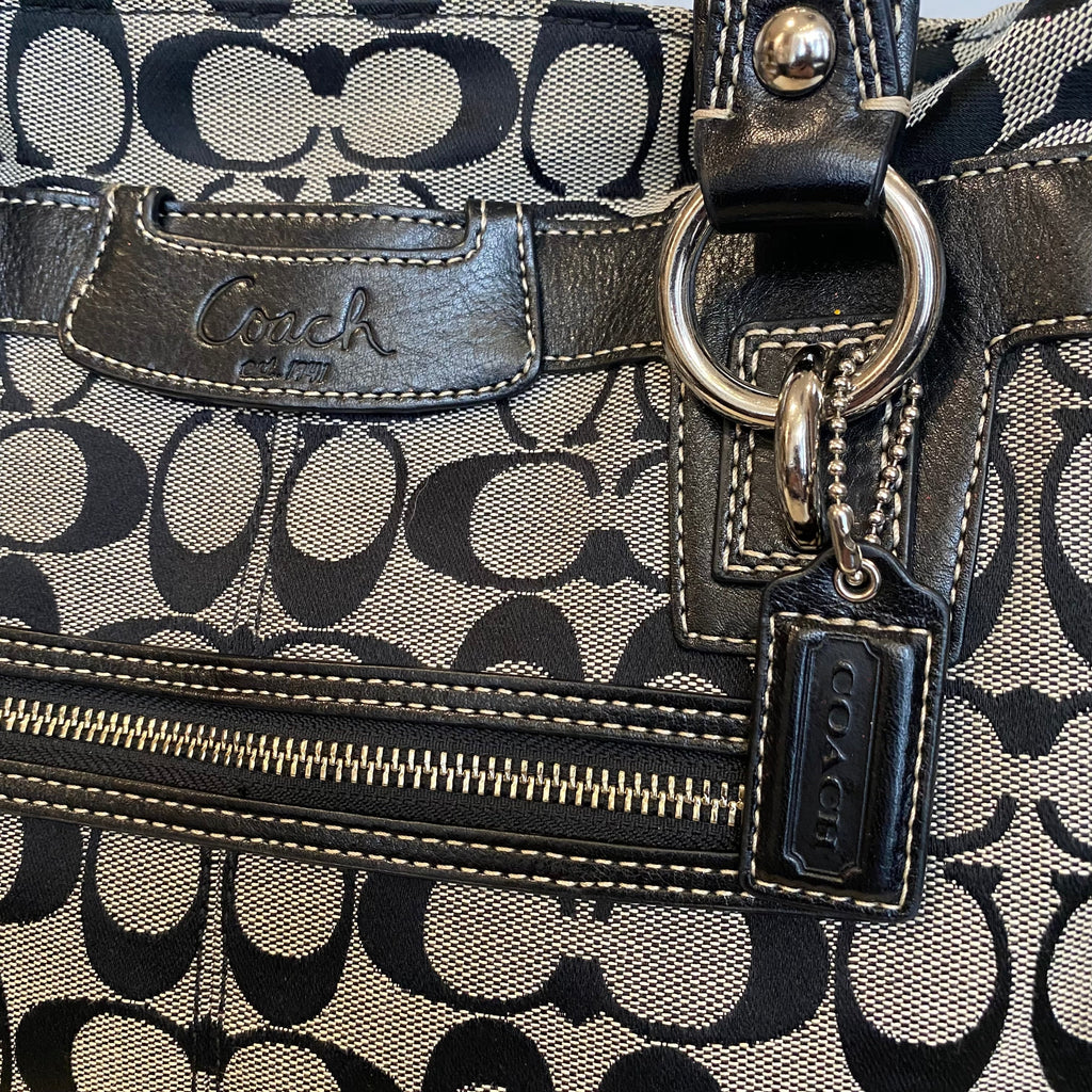 COACH Penelope Signature Black/Gray Tote Handbag F14692