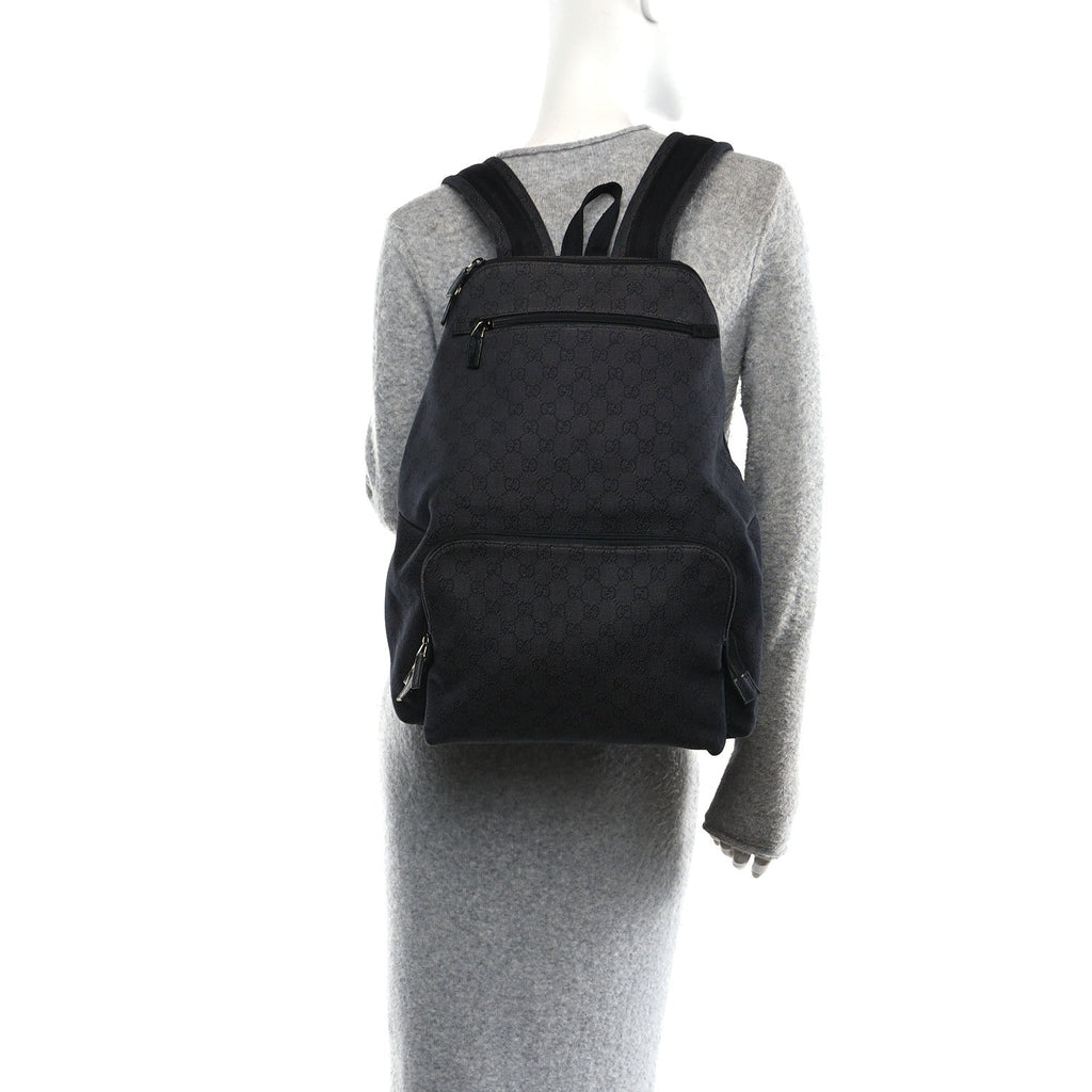 Denim Monogram Medium Backpack Black