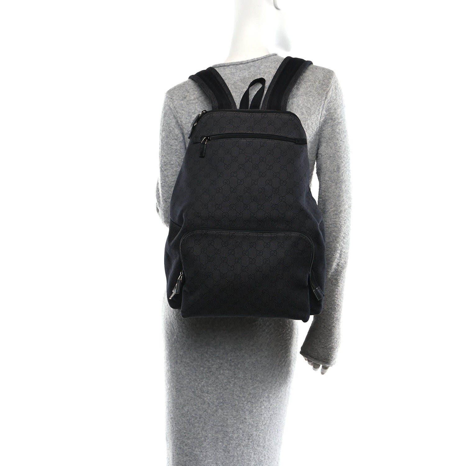 Denim Monogram Medium Backpack Black