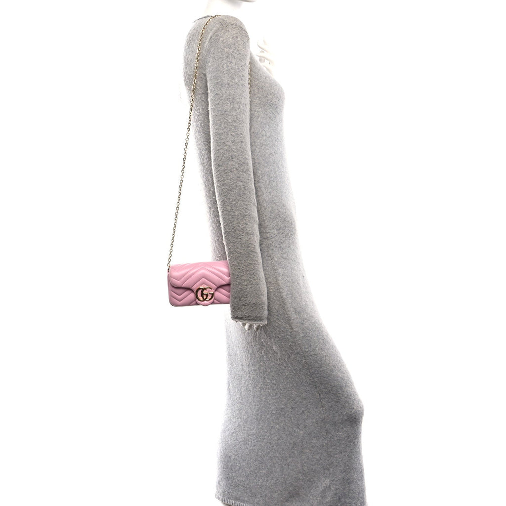 Lambskin Matelasse Mini GG Marmont Shoulder Bag Light Pink