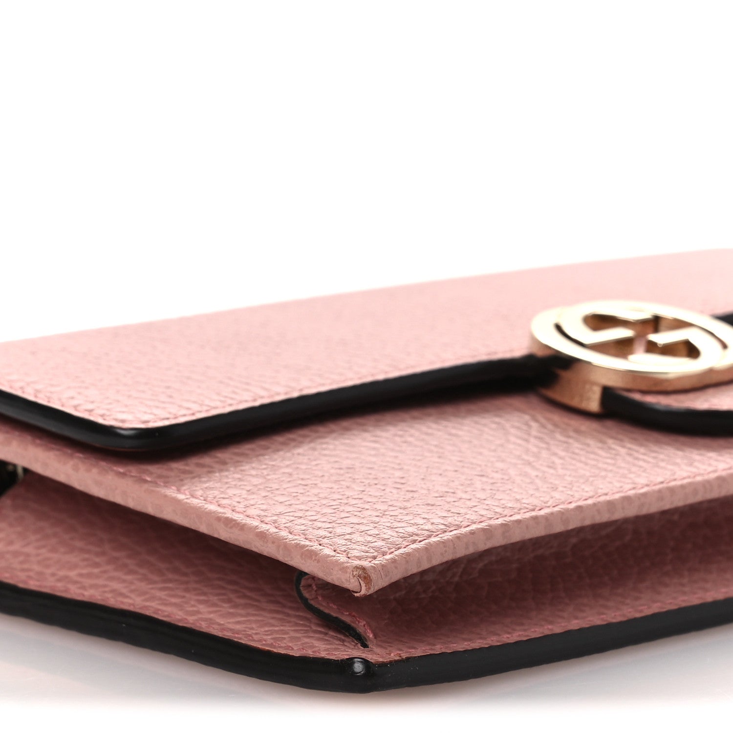Dollar Calfskin Interlocking G Chain Wallet Soft Pink