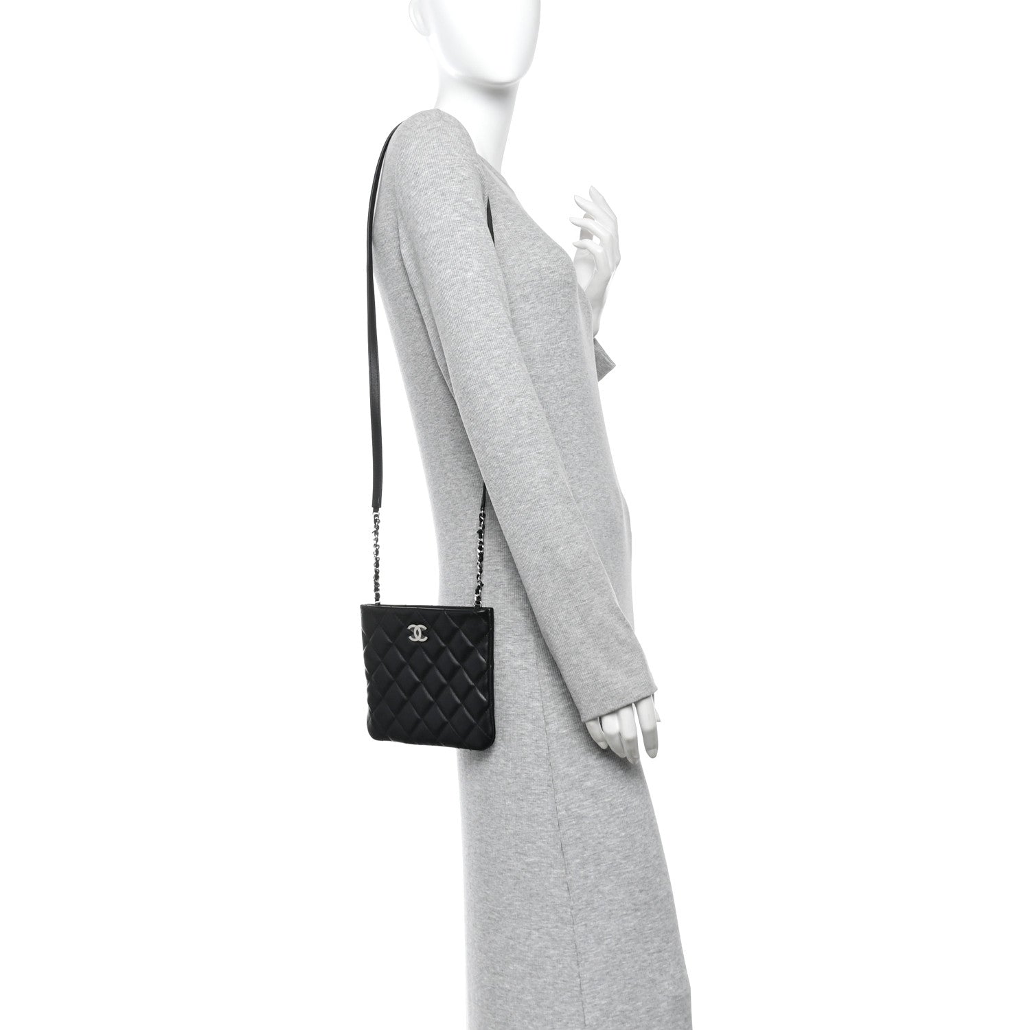 Lambskin Quilted Uniform Crossbody Bag Black