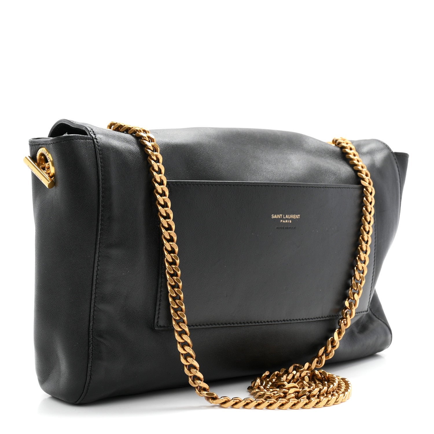 Smooth Calfskin Suede Medium Reversible Monogram Kate Satchel Black
