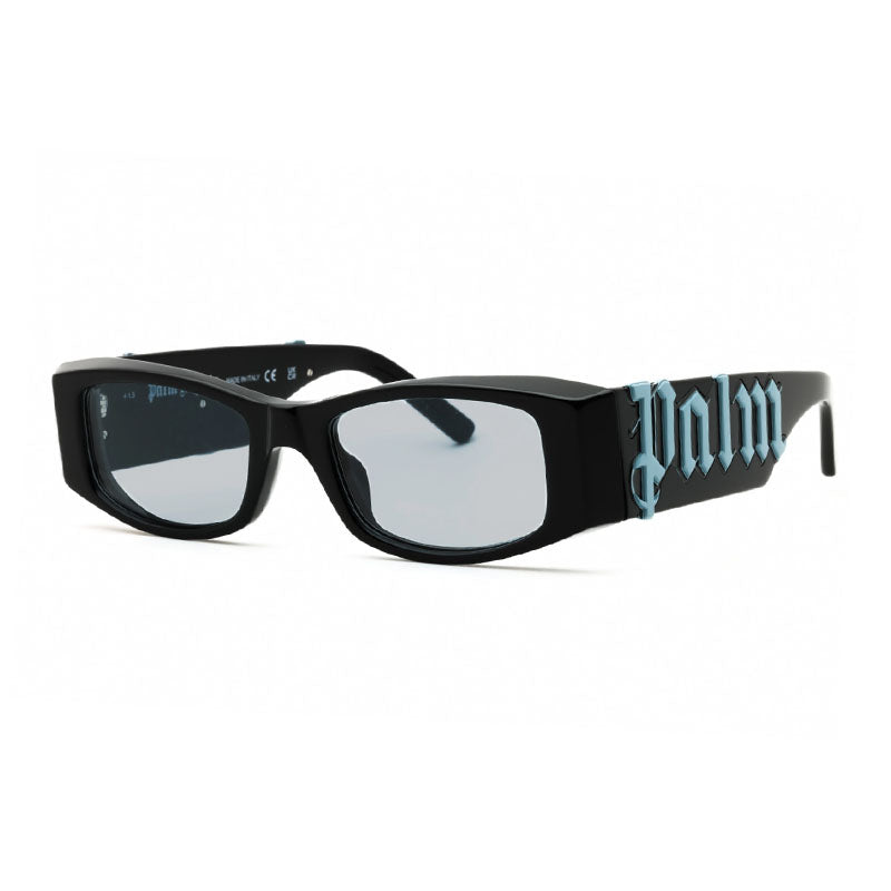 Palm Angels Sunglasses Rectangle Full Rim, Black Frame and Light Blue Lens PERI007ANGEL1040