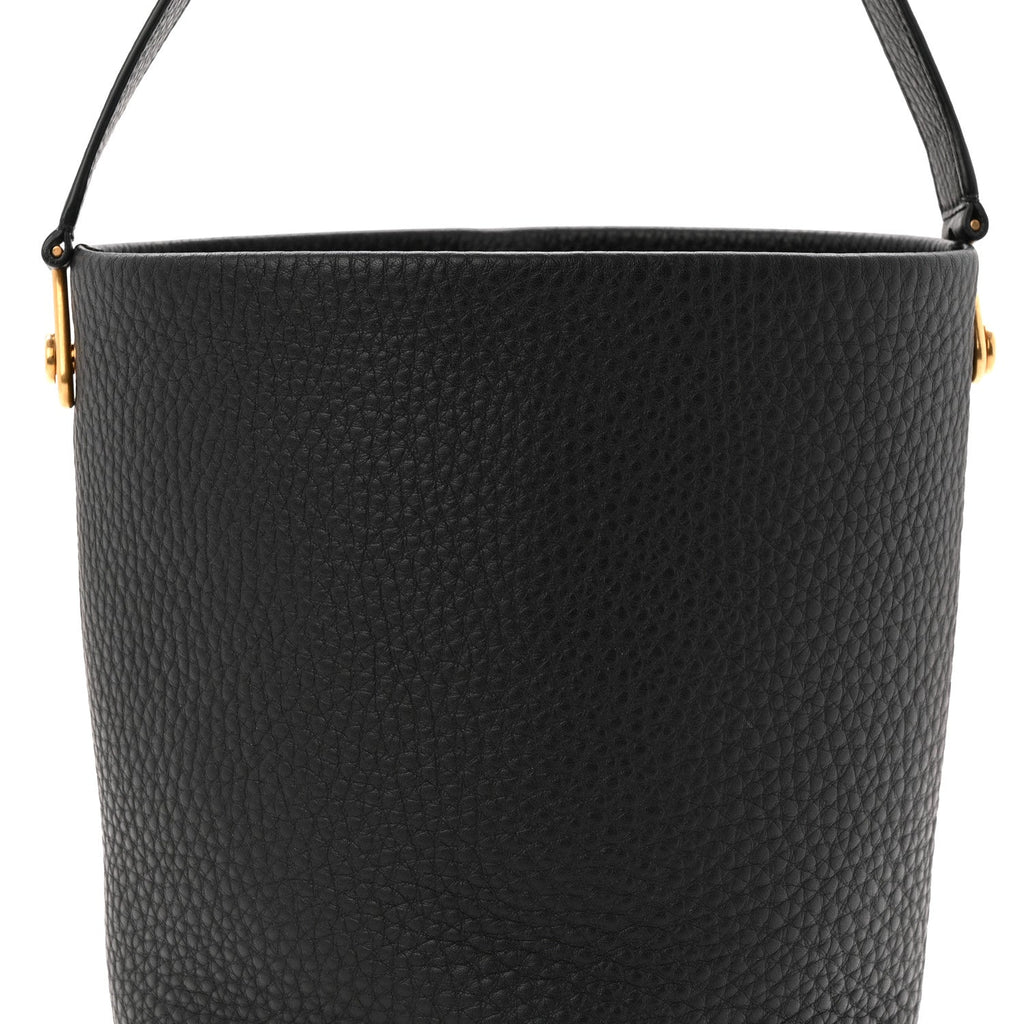 Grained Calfskin Small N/S Hook Tote Black