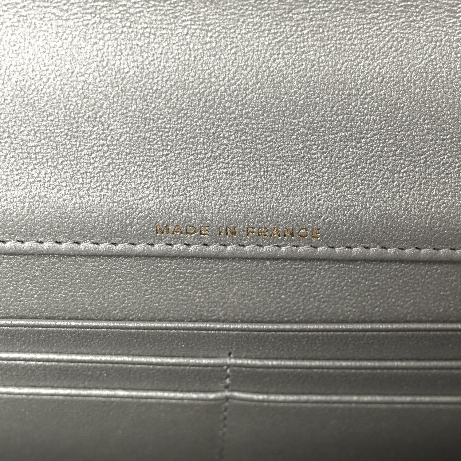 Metallic Caviar Quilted Top Handle Long Clutch With Chain Silver